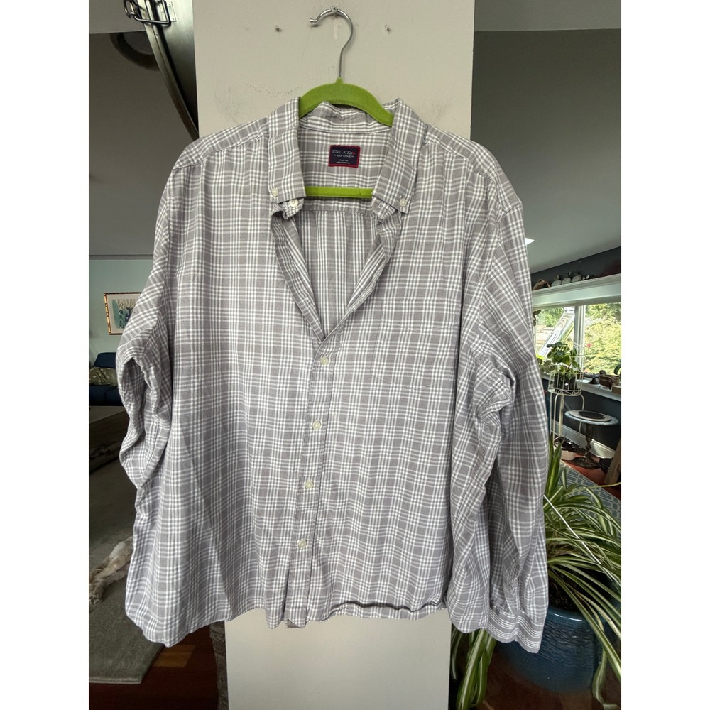 UNTUCKit Ledson Shirt Mens 3XL Grey Excellent Plaid Button Down Casual Prep